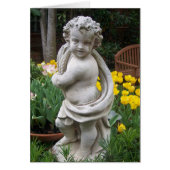 statue and tulips card (Front)
