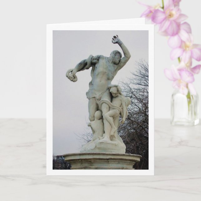 Statue At Avenue Des Champs-Élysées, Paris, France Card (Orchid)