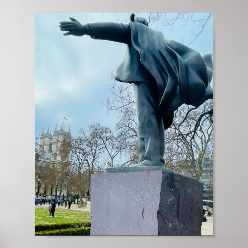 Statue by House of Parliament England Poster