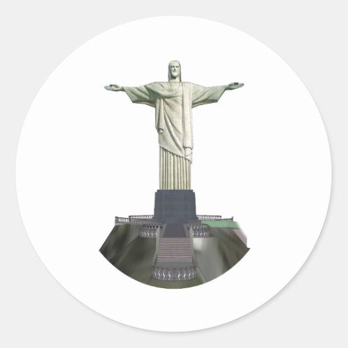 Statue Christ the Redeemer 3D Model Classic Round Sticker