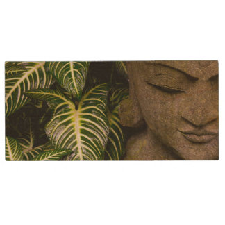 Statue in a Garden: Chiang Mai, Thailand Wood USB Flash Drive