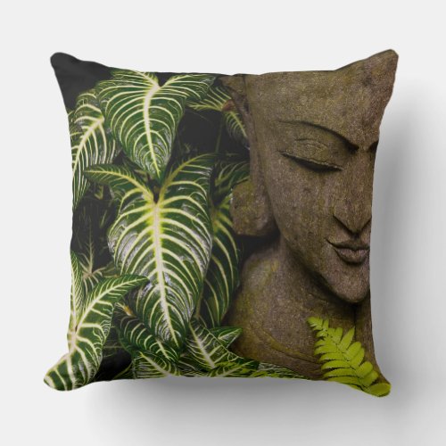 Statue in a Garden Location Information Chiang Ma Throw Pillow