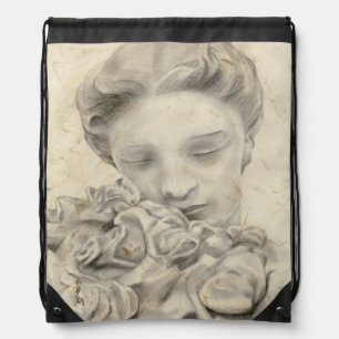 Statue in the Garden I Drawstring Bag