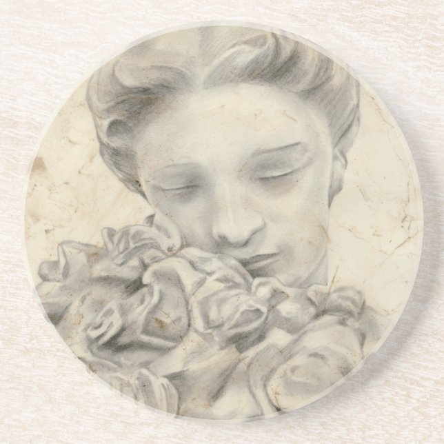 Statue in the Garden I Drink Coaster (Front)