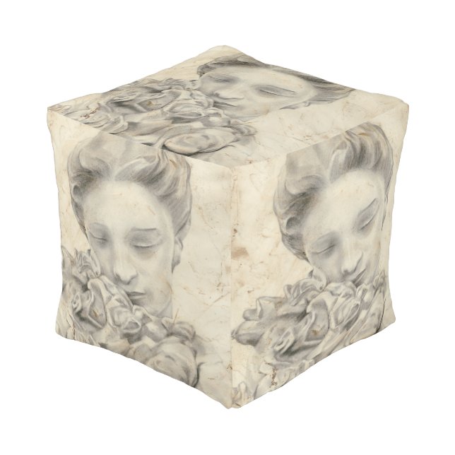 Statue in the Garden I Pouf (Angled Front)