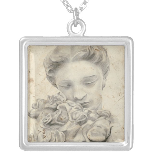 Statue in the Garden I Silver Plated Necklace (Front)