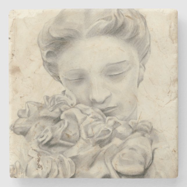 Statue in the Garden I Stone Coaster (Front)