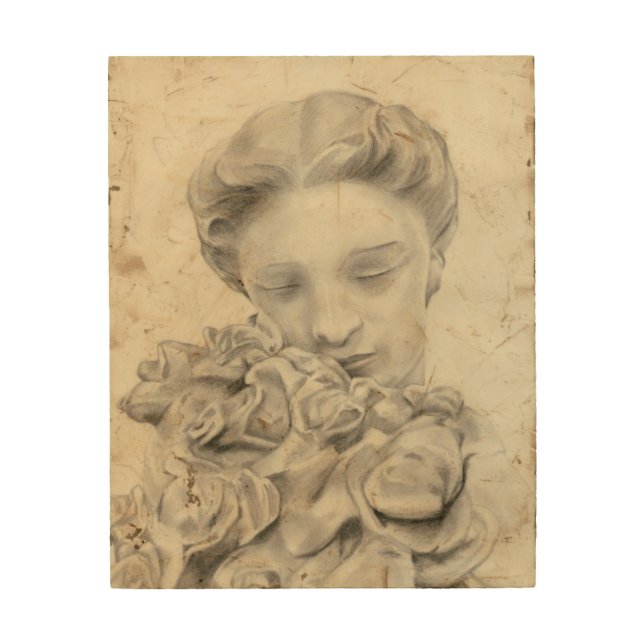 Statue in the Garden I Wood Wall Art (Front)