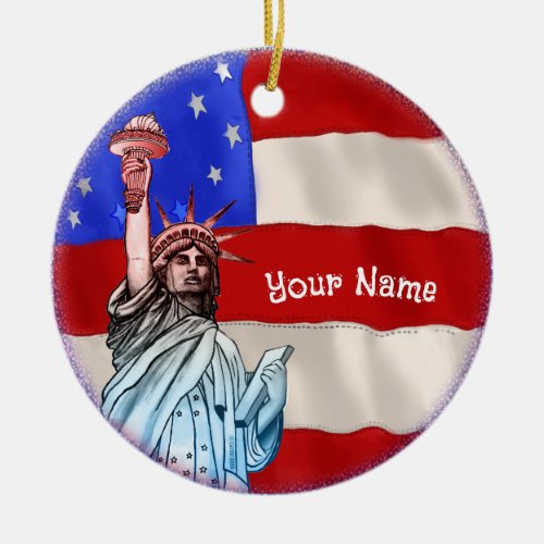 Statue Liberty custom name ornament
