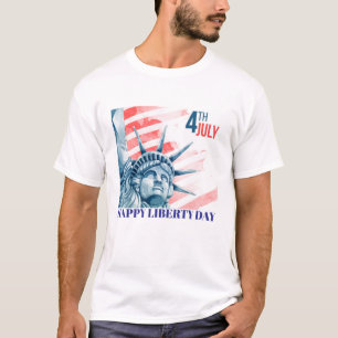 Statue Liberty Fourth July Custom Mens  T-Shirt