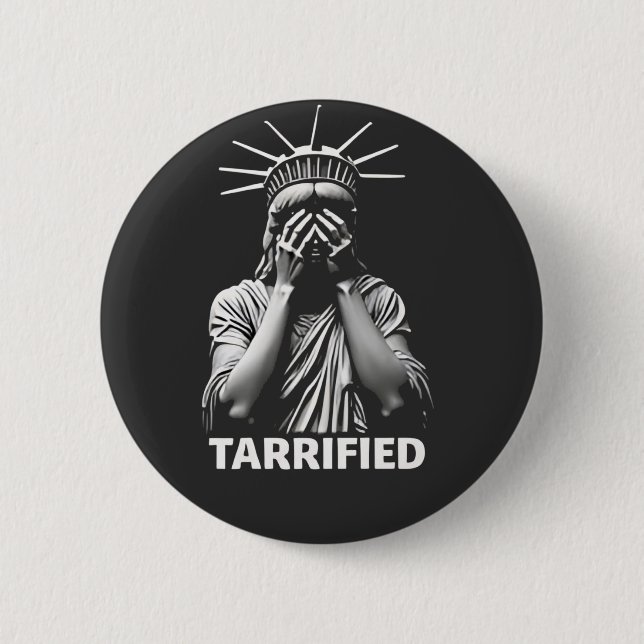 Statue Liberty New York America Tarrified  Button (Front)