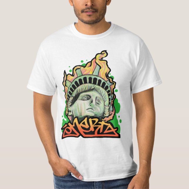STATUE LIBERTY OMERTA MOB COSA NOSTRA NYC GRAFFITI T-Shirt (Front)