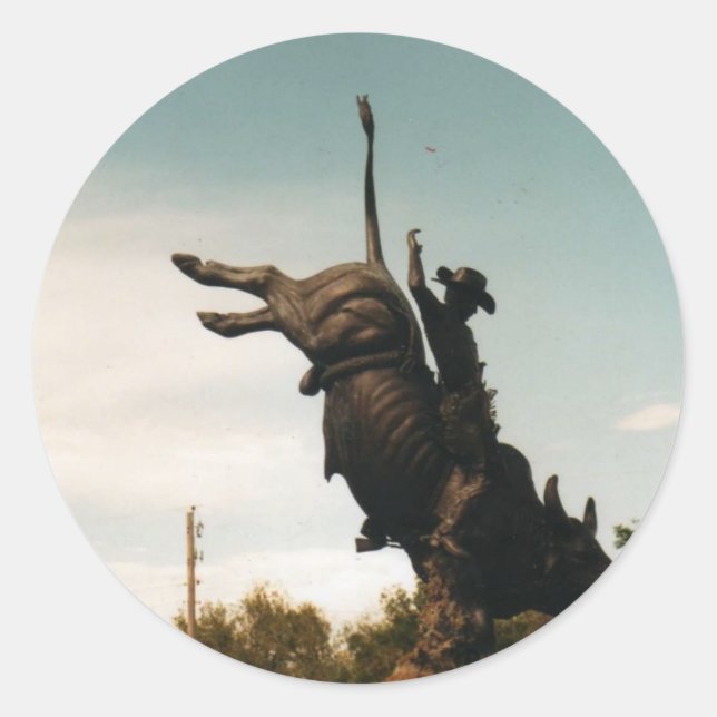 Statue of a bullrider(kkincade12) classic round sticker (Front)