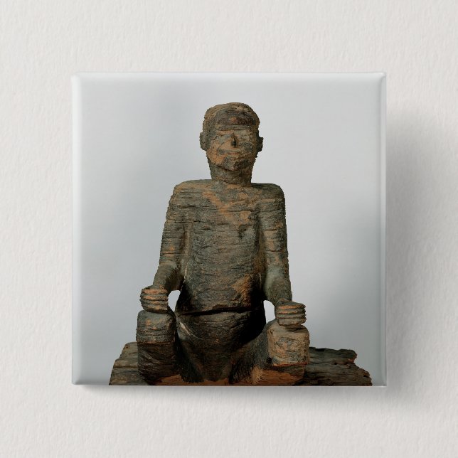 Statue of a seated man, Mbembe, Nigeria Pinback Button (Front)