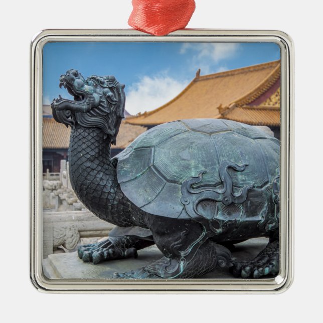 Statue of a turtle in the Forbidden City - Beijing Metal Ornament (Front)