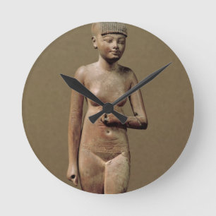 Statue of a young servant girl (wood) round clock