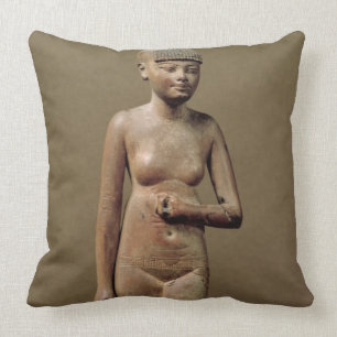 Statue of a young servant girl (wood) throw pillow