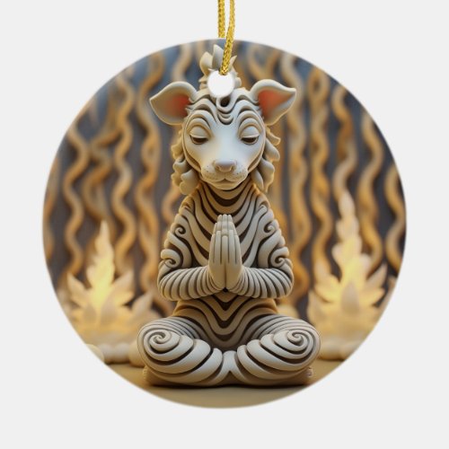 Statue of a zebra meditating  ceramic ornament