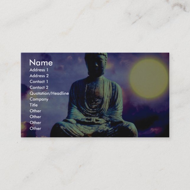 Statue of Buddha with sun Business Card (Front)