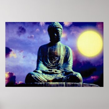 Statue Of Buddha With Sun Poster by inspirelove at Zazzle