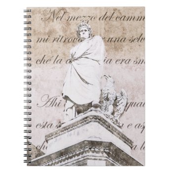Statue Of Dante Allighieri With The Divine Comedy Notebook by myworldtravels at Zazzle