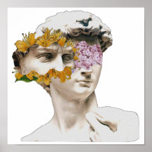 Statue Of David Michelangelo Floral Poster