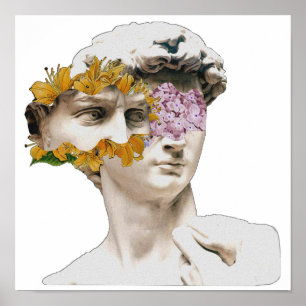 Statue Of David Michelangelo Floral Poster