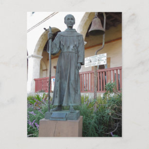 Statue of Father Serra at Santa Barbara Mission Postcard