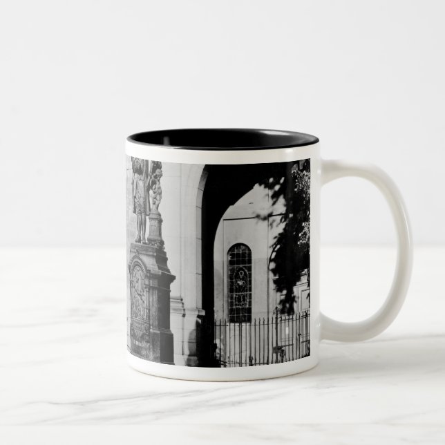 Statue of Johann Sebastian Bach Two-Tone Coffee Mug (Right)