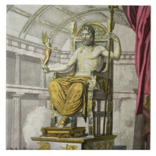 Statue of Jupiter in a Temple, from 'Costumi dei R Ceramic Tile
