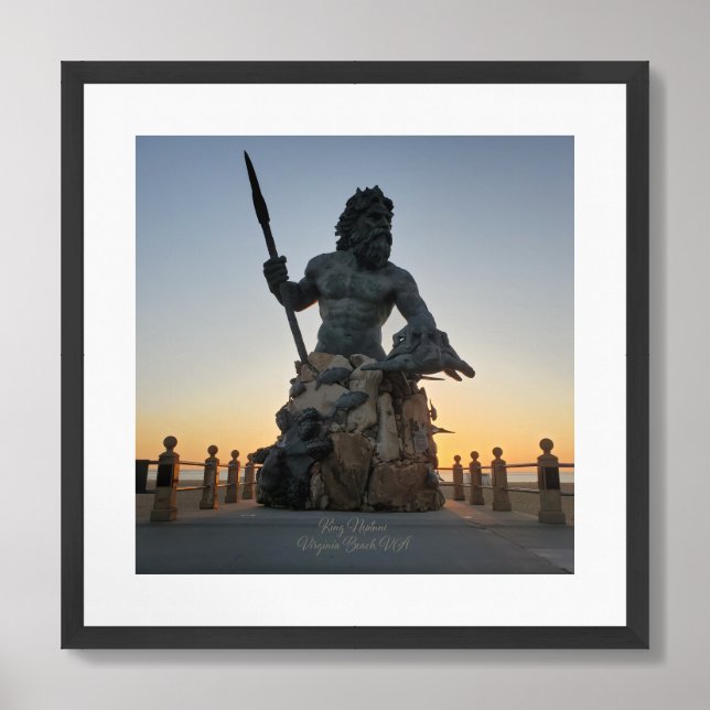 Statue of King Neptune - Virginia Beach at Sunrise Framed Art (Framed Front)