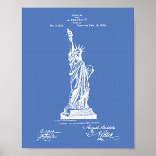 Statue of Liberty 1879 Patent Art - Blueprint Poster
