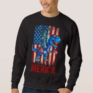 Statue Of Liberty 4th Of July Dino Boys Men Americ Sweatshirt