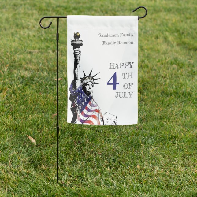 Statue of LIberty 4th of July Personalized Garden Flag (In SItu)