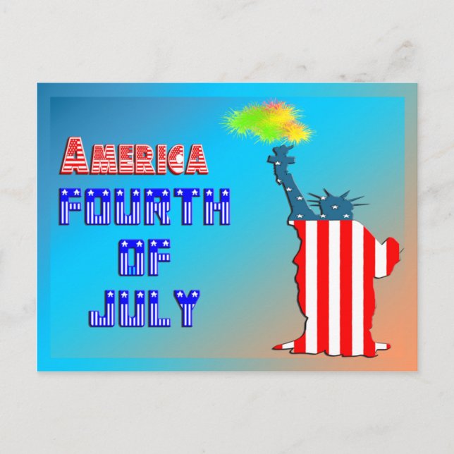 Statue of liberty 4th of July Postcard (Front)