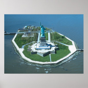Statue of Liberty Aerial Photograph Poster