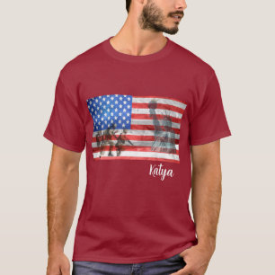 Statue of Liberty, American Flag and Soldier T-Shirt