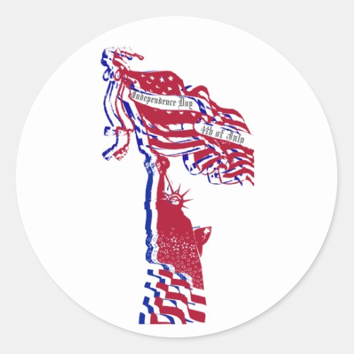 Statue of Liberty American Flag and Your Text Classic Round Sticker