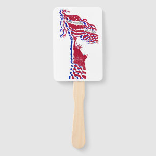 Statue of Liberty American Flag and Your Text Hand Fan