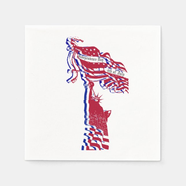 Statue of Liberty American Flag and Your Text Napkins (Front)
