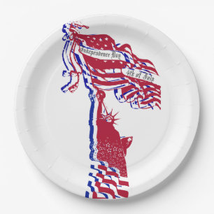 Statue of Liberty American Flag and Your Text Paper Plates