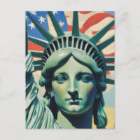 Statue of Liberty & American Flag Art New York