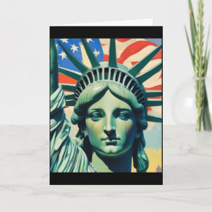 Statue Of Liberty American Flag Art New York T Shi Card