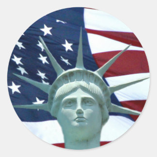Statue of Liberty American flag Classic Round Sticker