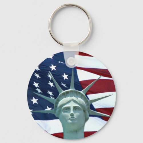 Statue of Liberty American flag Keychain
