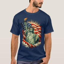 Statue of Liberty & American Flag Patriotic Art