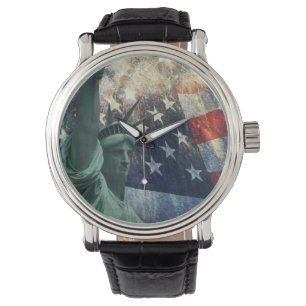 Statue of Liberty & American Flag with Fireworks Watch