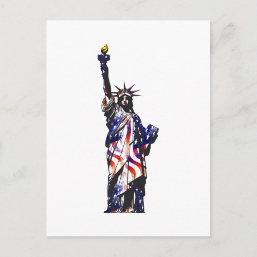 Statue Of Liberty American USA National Flag Indep Postcard