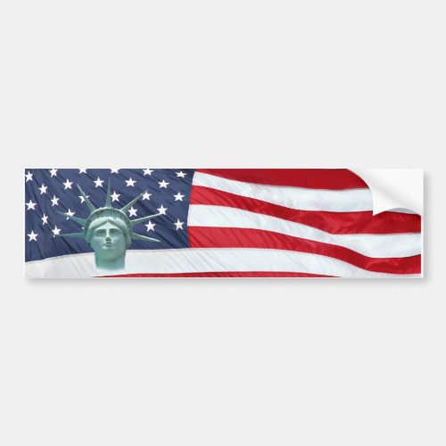 Statue of Liberty and American Flag Bumper Sticker