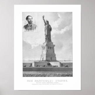 Statue of Liberty And Bartholdi Portrait Poster